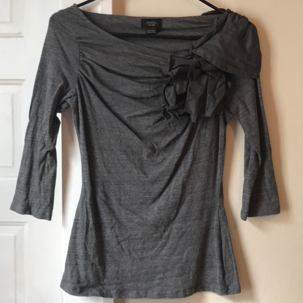 Deletta - Anthropologie - Grey Ruffle Top